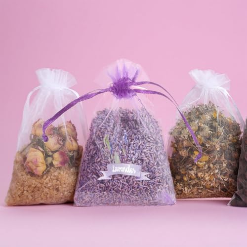 LOGOFUN 50PCS Lavender Sachet Bags - Dark Purple