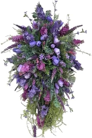18 Spring Teardrop Swag Floral Wreath for Front Door