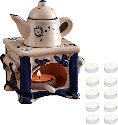 WAYUTO 6 Inch Blue Ceramic Essential Oil Burner