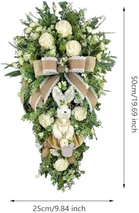 Tachiuwa Easter Teardrop Wreath Hanging Decoration