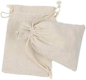 PartyKindom 4pcs Drawstring Pouch Bags for Herbs and Tea Travel