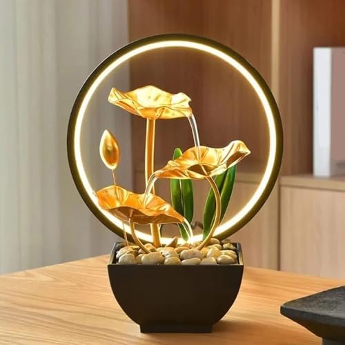 Elegant 3 Tiered Indoor Fountain with LED Light and Stones