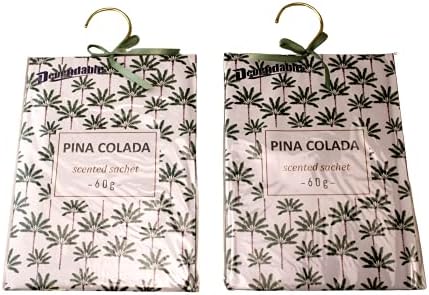 2 Pack Large Hanging Closet Sachet with Bow and Metal Hanger Pina Colada