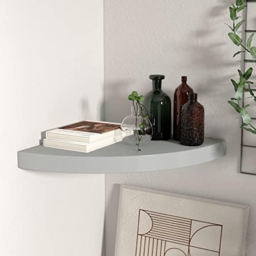 vidaXL Floating Corner Shelf Gray 138x138x15 Honeycomb MDF