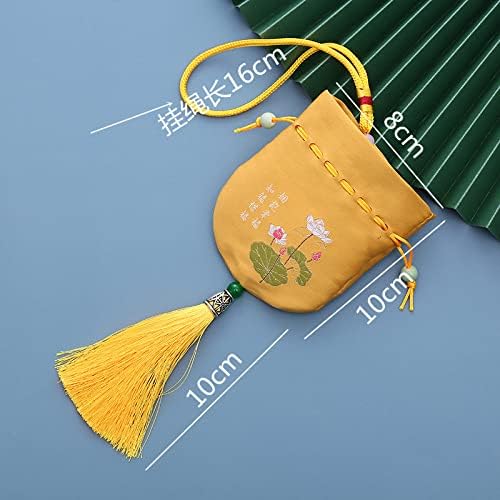4 Pcs Chinese Tradition Small Sachet Bags with Drawstring and Tassel Pink