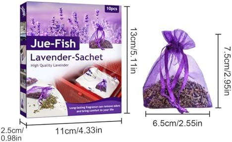 10 Pack Natural Dried Lavender Sachets for Closets and Drawers