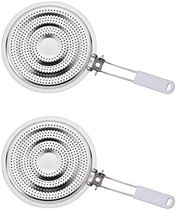 HIC Kitchen Heat Diffuser Reducer with Handle Stainless Steel Set of 2