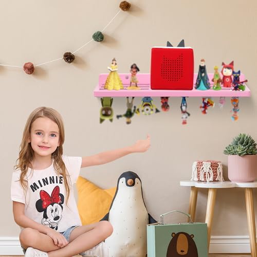 Tonies Figures Shelf Magnetic Oak Wood Pink