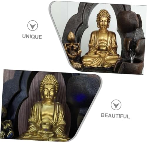 Happyyami 110v Resin Buddha Waterfall Fountain Tabletop Decor