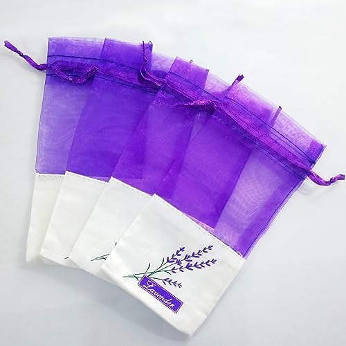 Sanrich Lavender Sachet Bags 50PCS Empty Purple Drawstring Gift Sacks