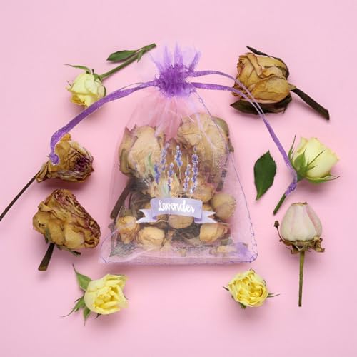 LOGOFUN 50PCS Lavender Sachet Bags - Dark Purple