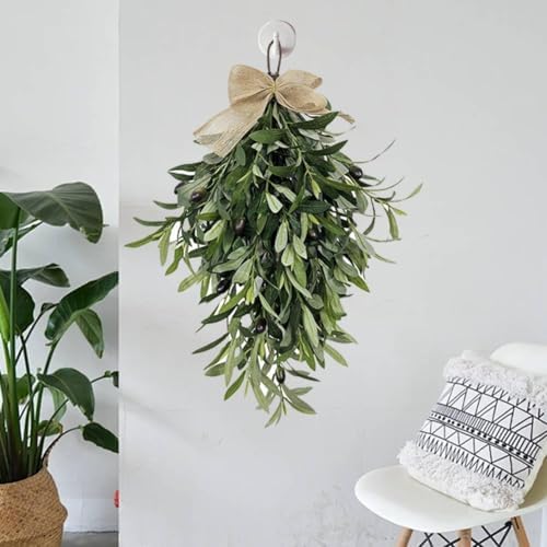24 Inch Artificial Olive Teardrop Wreath Pendant