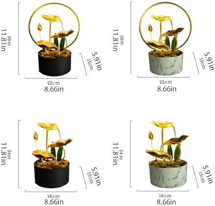 White Metal Lotus Tabletop Fountain with Light Ring