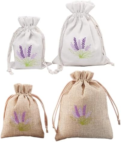 Set of 10 Cotton Linen Lavender Scented Bags for Jewelry Storage