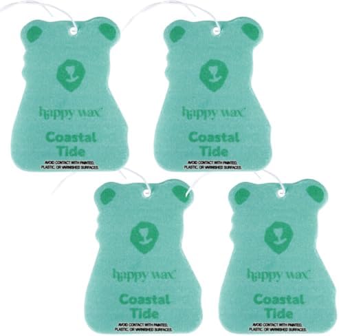 Happy Wax Coastal Tide Hanging Car Cub Air Fresheners 4 Ct