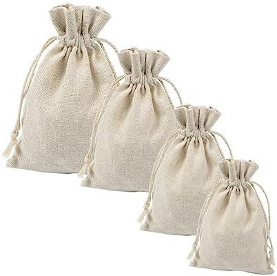 PartyKindom 4pcs Drawstring Pouch Bags for Herbs and Tea Travel