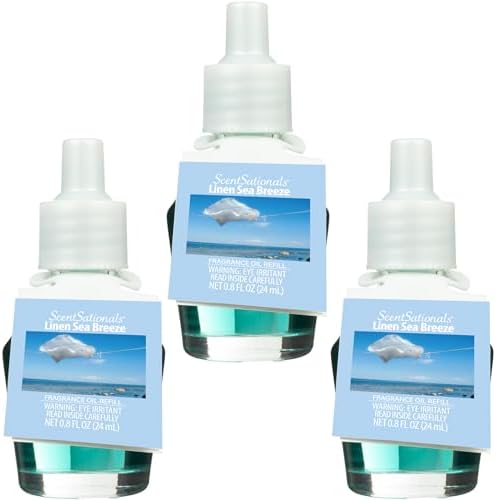 Scentsationals Fragrance Oil Plug In Refills 3-Pack - Linen Sea Breeze