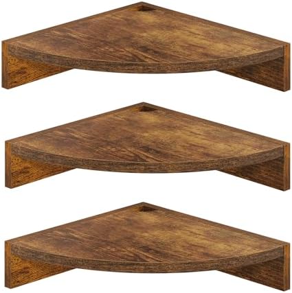 Fun Memories Corner Shelf Wall Mount 3 Pack Brown