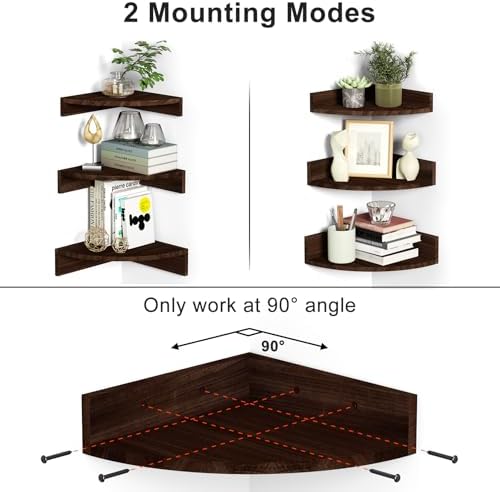 Alsonerbay Corner Shelf Wall Mount Set of 3 1