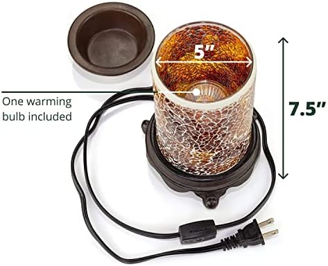 VP Home Wall Plug-in Wax Warmer - Mosaic Glass Amber Light Fragrance Diffuser