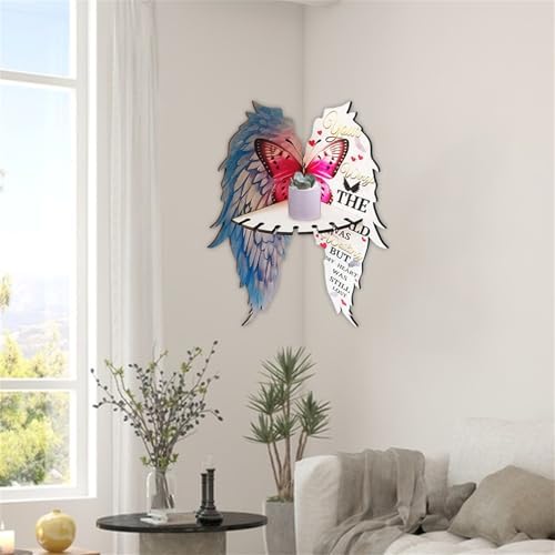Pink Floating Corner Shelf with Butterfly Design