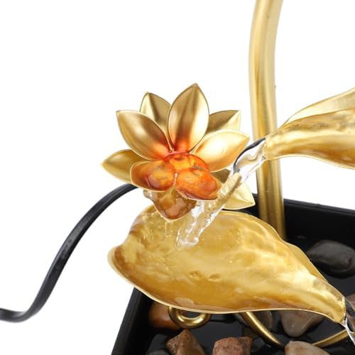 Zerodis Tabletop Waterfall Fountain with LED Light and Adjustable Flow