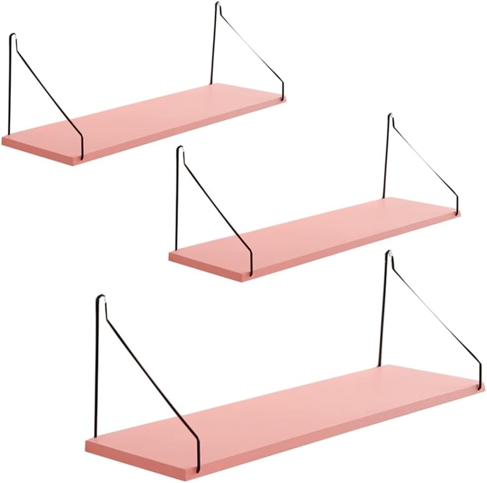 Set of 3 Floating Wall Shelves in Pink
