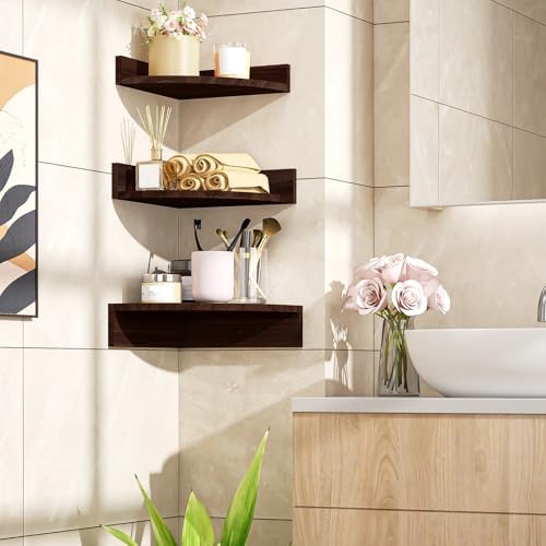 Alsonerbay Corner Shelf Wall Mount Set of 3 1