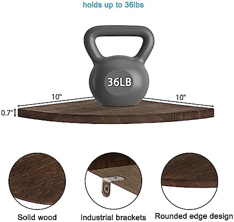 Wood Corner Floating Shelves with Cable Raceway 10 Inch