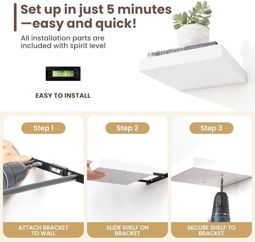 Fun Memories Set of 3 75 Inch Floating Shelves White