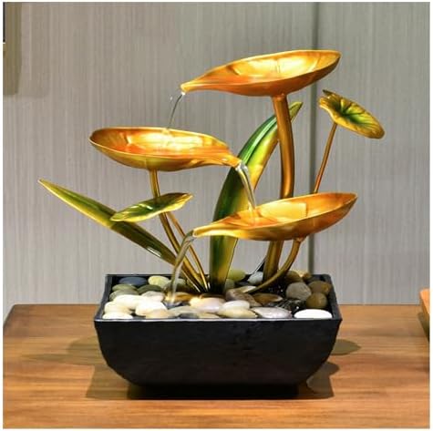 Fountain Tabletop Waterfall Moonlight Over Lotus Pond Decor