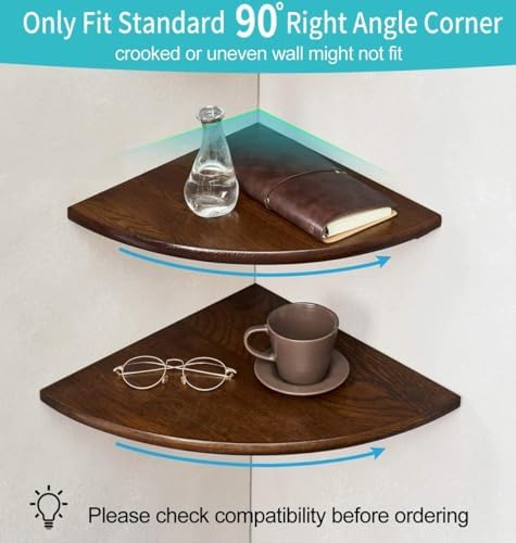 9-inch Walnut Floating Corner Shelf Wall Mount