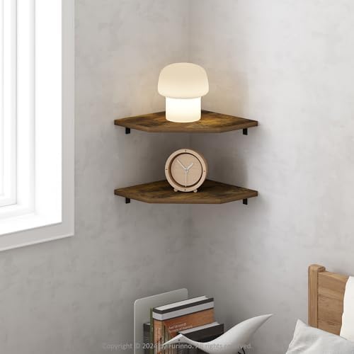 Furinno Rossi Hexagon Corner Floating Shelves Set of 2