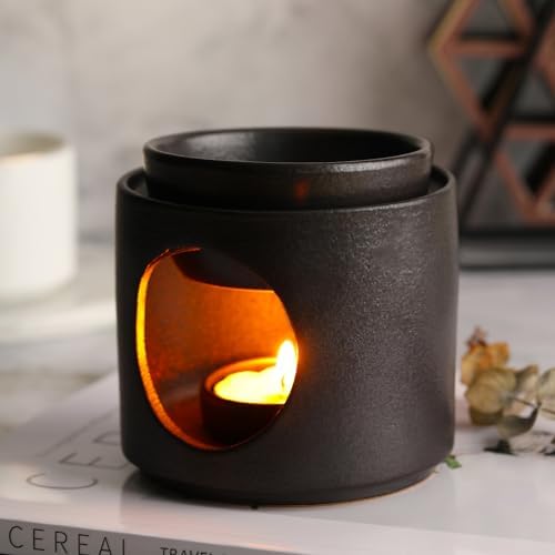 Ceramic Diffuser Black Oil Burner with Tealight Holder