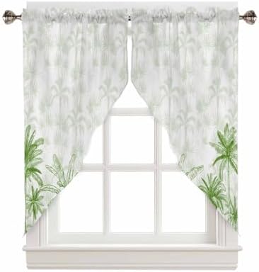 Green Palm Trees Swag Valances for Windows 36 Inch Set