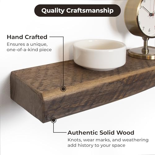 Reclaimed Wood Floating Shelf with Hidden Bracket
