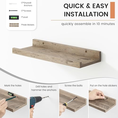 FLYJOE Floating Picture Ledge Shelves Set of 8
