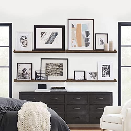 Forbena Dark Brown Floating Wall Shelves Set of 4