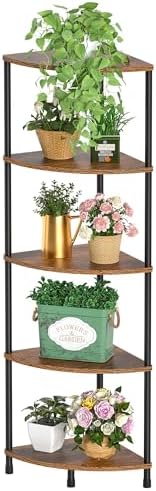 Greatseas 5 Tier Tall Corner Plant Stand Shelf