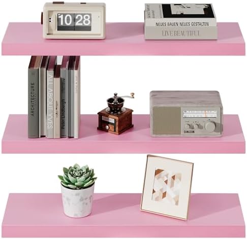 SAUMONIERES Pink Floating Shelves Set of 3 24 Inch