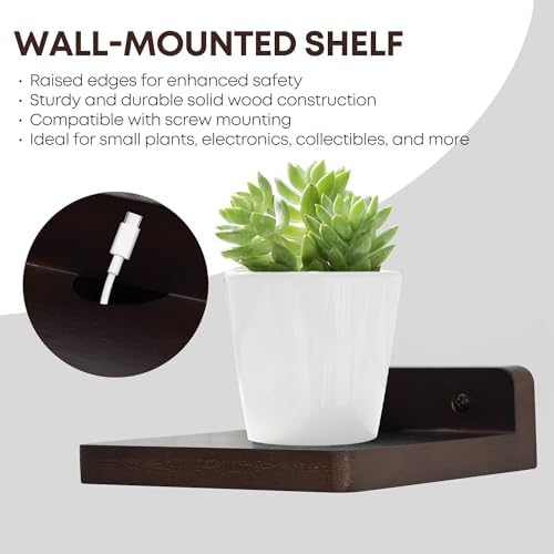 FURAOMEILI 5 Inch Wooden Floating Shelf Set of 2