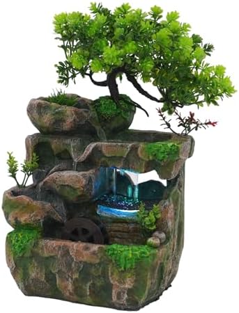 LEYSRIS Desktop Fountain with LED Light and Wheels