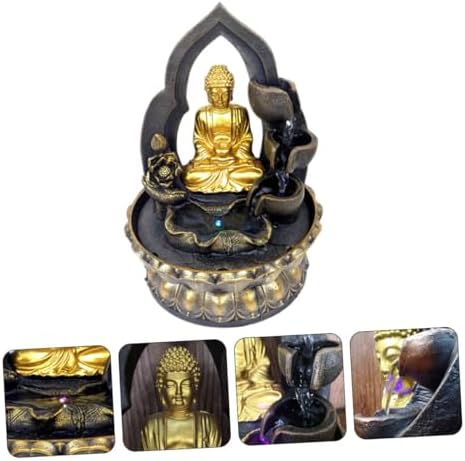 Happyyami 110v Resin Buddha Waterfall Fountain Tabletop Decor