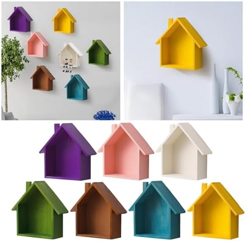 Colorful House Shaped Floating Display Shelf Green