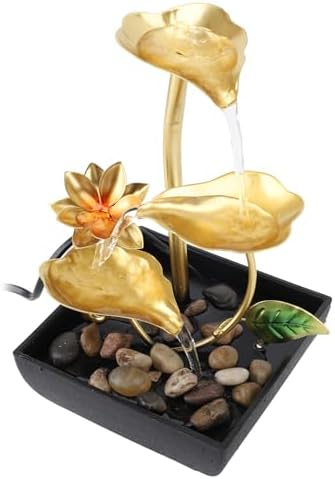 Zerodis Tabletop Waterfall Fountain with LED Light and Adjustable Flow