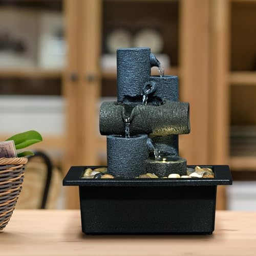 Tabletop Fountain with Waterfall and LED Lights