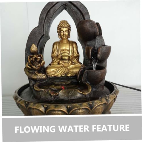 Happyyami 110v Resin Buddha Waterfall Fountain Tabletop Decor