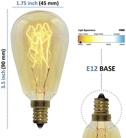 Bunnit Bulbs Edison Wax Warmer Replacement 40W ST45 E12 Base 2-Pack