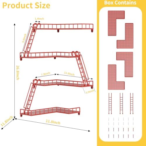 Red 4 Tier Floating Wall Shelf for Home Dcor