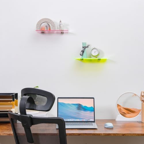 12 Inch Floating Shelves Neon Clear Green 2 Pcs